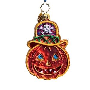 2001 Christopher Radko “Sweet Treat” Halloween Pumpkin Ornament Gem Tag w/ Box